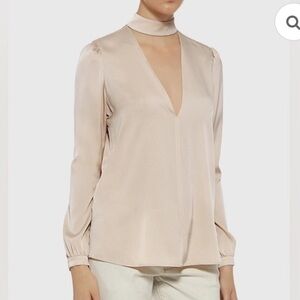A.L.C. Blush Pink Silk Keyhole Blouse, Size 12